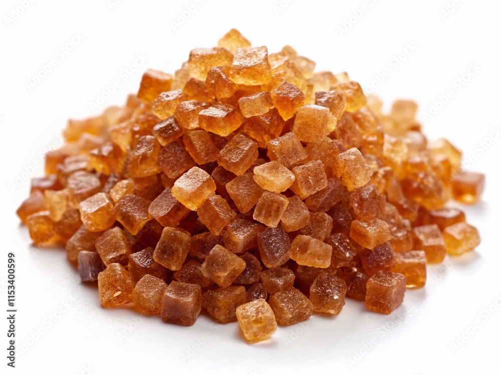 Unrefined Brown Cane Sugar Crystals Isolated on White Background - Stock Photo Unrefined Brown Cane Sugar Crystals Isolated on White Background - Stock Photo