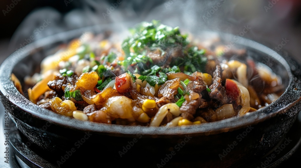 Steaming Beef Stir Fry With Vegetables In A Bowl Steaming Beef Stir Fry With Vegetables In A Bowl