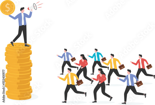 Incentive, inspiration, brainwashing, motivating employees to achieve greater goals, trying to accomplish achievements to get rewards,

