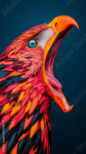 Vibrant Eagle Portrait  Colorful Bird  3D Render  Artistic  Fantasy  Detailed Feathers  Sc photo