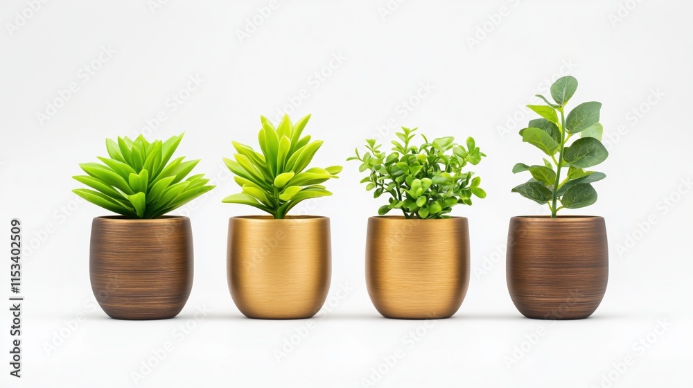 Fototapeta premium Minimalist Brushed Gold European Vase on White