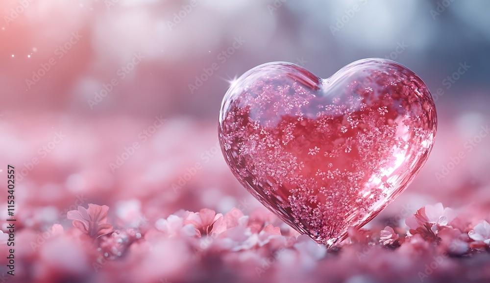 Obraz premium Heart Shaped Glass Object Happy Valentine Day