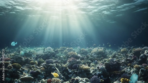 Wallpaper Mural Gloomy Underwater Scene with Coral and Ocean Floor Torontodigital.ca
