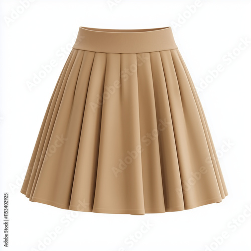 Beige casual skirt mockup isolated on white background for brand presentation