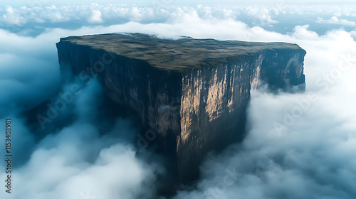 Mount roraima emerging from the clouds in canaima national park photo