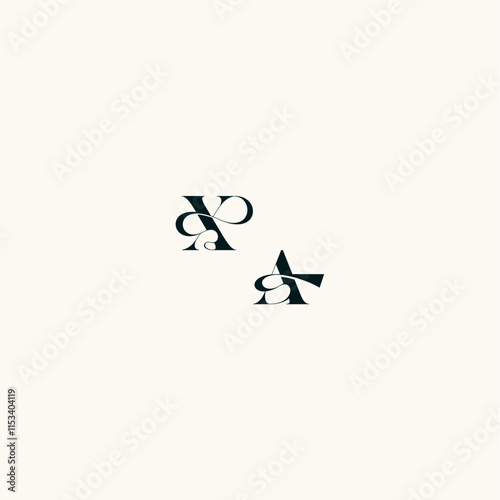 bold and hairline initial wedding monogram elegant AX fancy curve logo letter