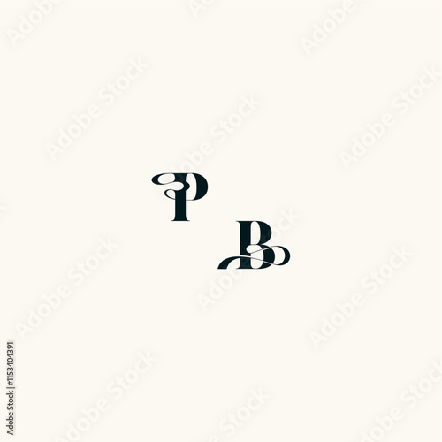 bold and hairline initial wedding monogram elegant BP fancy curve logo letter