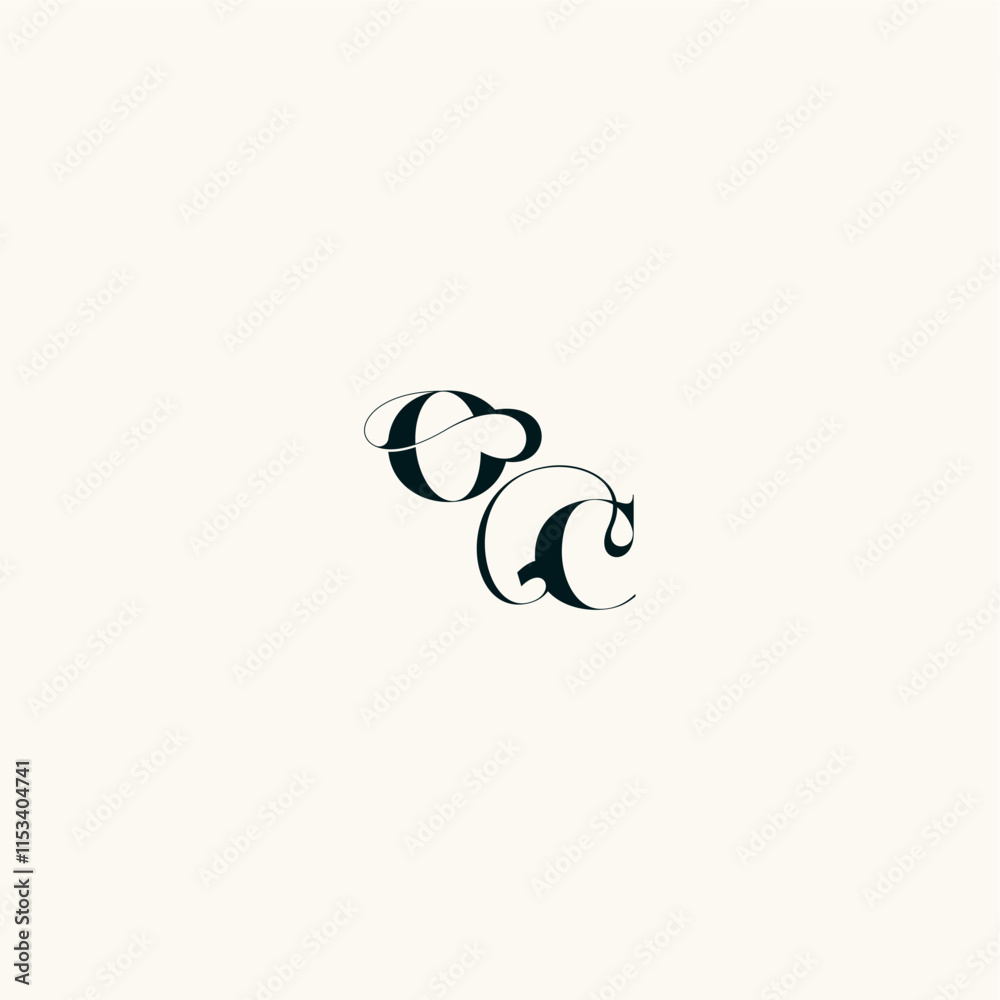 bold and hairline initial wedding monogram elegant CO fancy curve logo letter bold and hairline initial wedding monogram elegant CO fancy curve logo letter