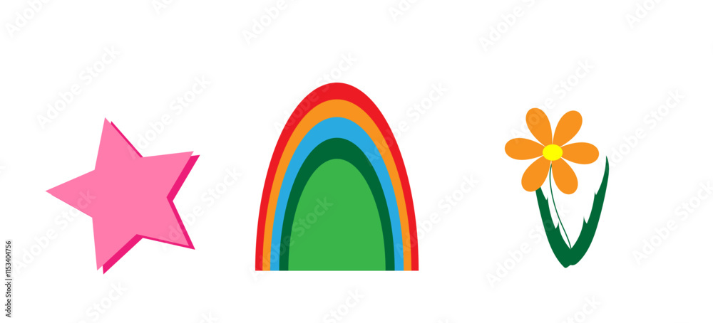 Fototapeta premium rainbow flower star on a white background,
