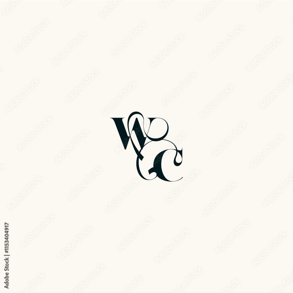 bold and hairline initial wedding monogram elegant CW fancy curve logo letter bold and hairline initial wedding monogram elegant CW fancy curve logo letter