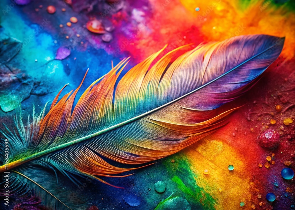 Obraz premium Vibrant Abstract Feather Texture: Colorful Painted Background Stock Photo