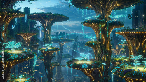 fountain in the park | carousel in the park | Colorful carousel lights up the evening at a festive amusement park with families enjoying the ride