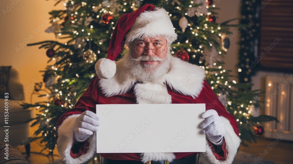 Naklejka premium santa claus with a blank sign