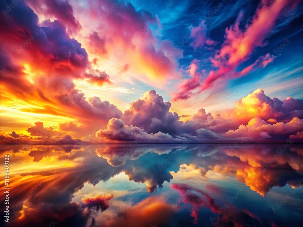 Fototapeta premium Vibrant Colorful Sky Double Exposure: Dreamy Cloudscape