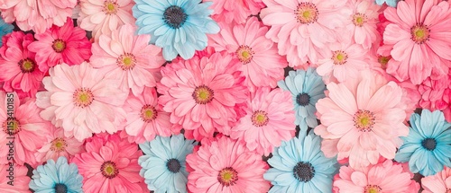 Pastel Pink Blue Gerbera Daisies Floral Background