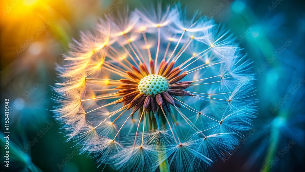 Obraz premium Close-Up Candid Shot of Dandelion Detail, Delicate White Seedhead, Nature Macro Photography