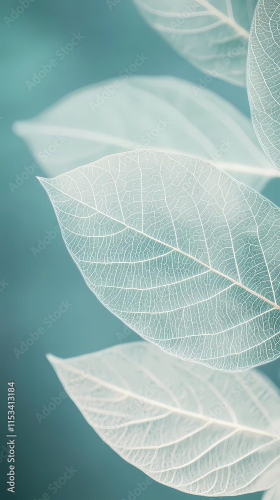 Obraz premium Turquoise leaf texture illustration poster background