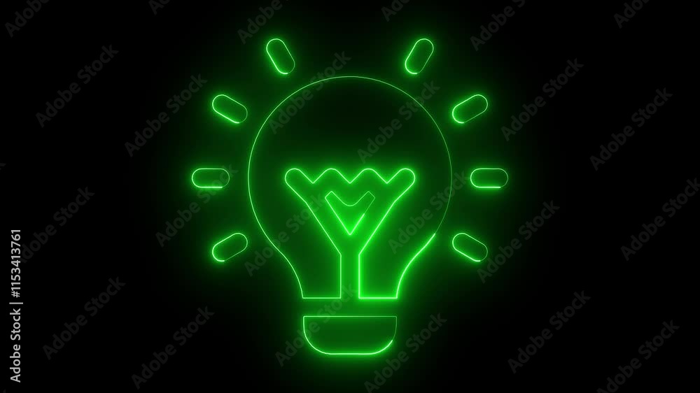 Innovation icon animation by green color neon on black background. Innovation icon animation by green color neon on black background.