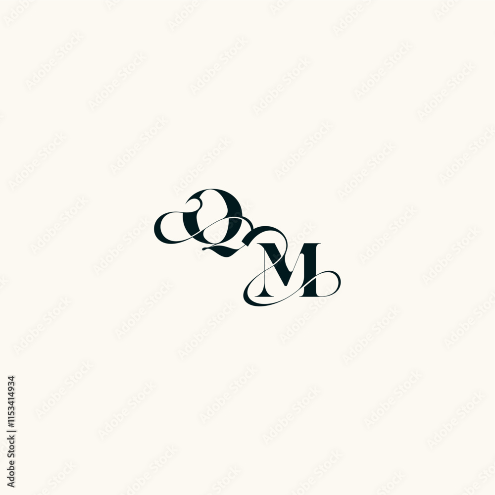 bold and hairline initial wedding monogram elegant MQ fancy curve logo letter bold and hairline initial wedding monogram elegant MQ fancy curve logo letter