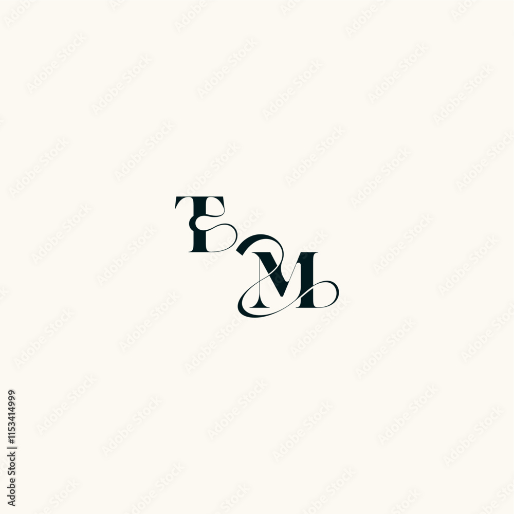bold and hairline initial wedding monogram elegant MT fancy curve logo letter bold and hairline initial wedding monogram elegant MT fancy curve logo letter