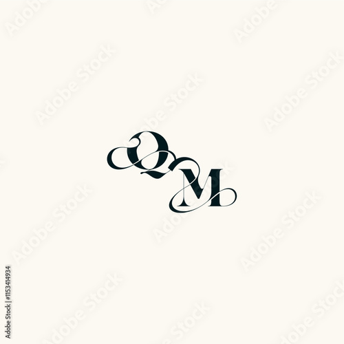 bold and hairline initial wedding monogram elegant MQ fancy curve logo letter