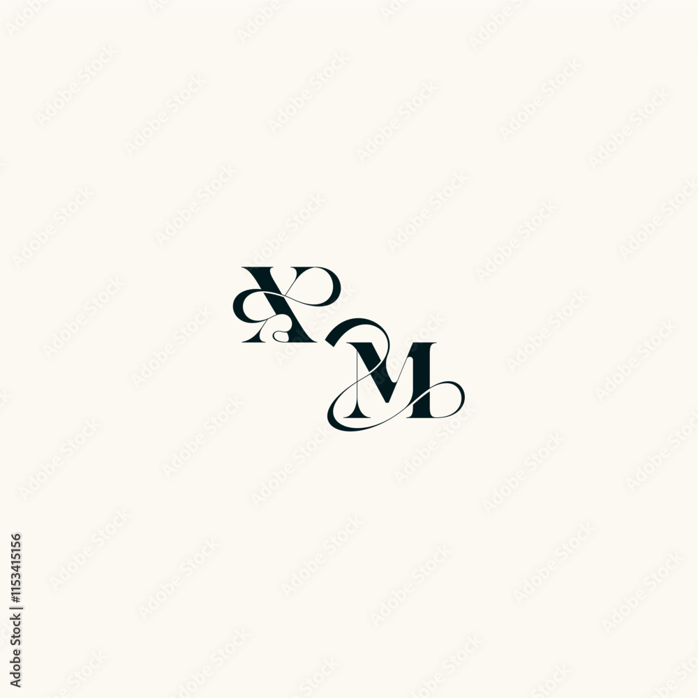 bold and hairline initial wedding monogram elegant MX fancy curve logo letter bold and hairline initial wedding monogram elegant MX fancy curve logo letter