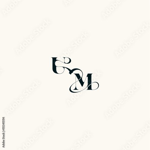 bold and hairline initial wedding monogram elegant MU fancy curve logo letter