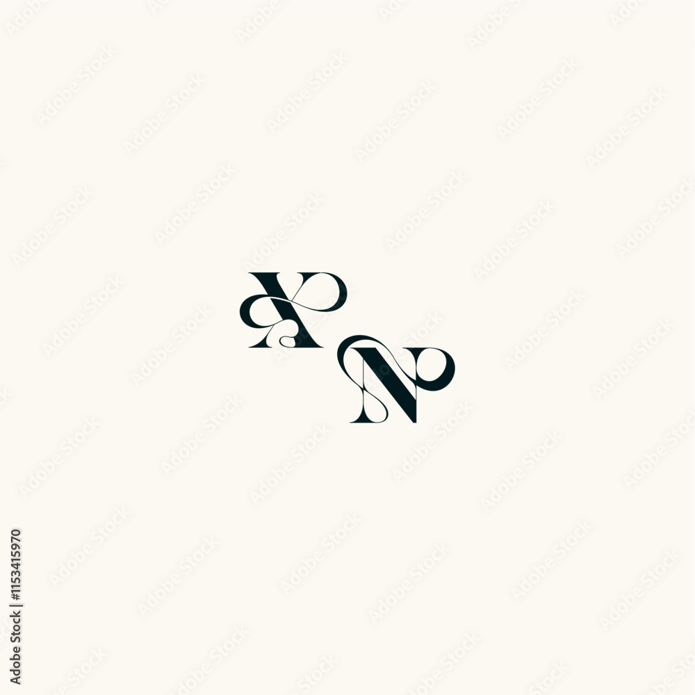bold and hairline initial wedding monogram elegant NX fancy curve logo letter bold and hairline initial wedding monogram elegant NX fancy curve logo letter