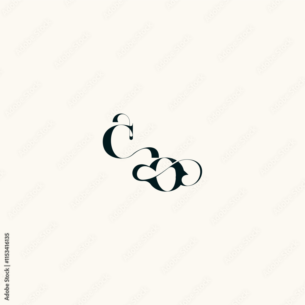 bold and hairline initial wedding monogram elegant OC fancy curve logo letter bold and hairline initial wedding monogram elegant OC fancy curve logo letter