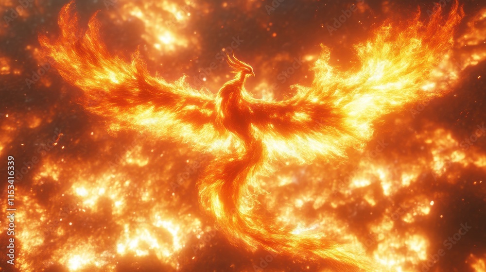 Fiery phoenix rising from flames. (1) Fiery phoenix rising from flames. (1)