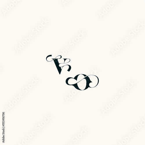 bold and hairline initial wedding monogram elegant OV fancy curve logo letter