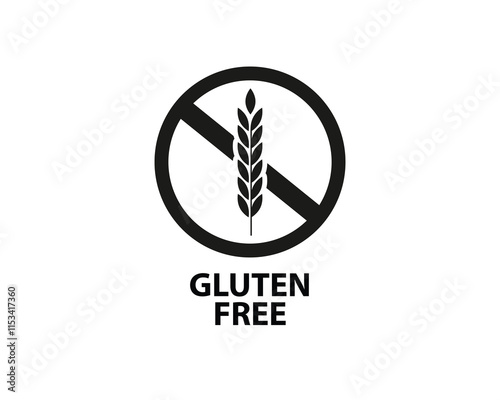 Gluten free label vector icon. No wheat symbols templates design for gluten free food package or dietetic product nutrition sign