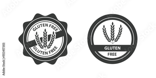 Gluten free label vector icons set. No wheat symbols templates design for gluten free food package or dietetic product nutrition sign
