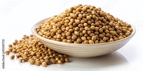 Coriander Seeds (Dhana/Dhaniya) - Isolated Spice in Dish, PNG photo