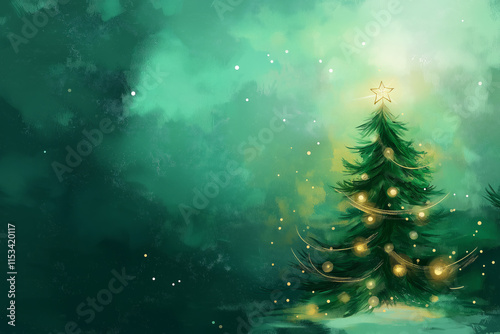 Decorated christmas tree. Copy space