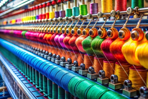 Wallpaper Mural Vibrant Textile Threads Close-Up: Panoramic View of Colorful Weaving Machine Torontodigital.ca