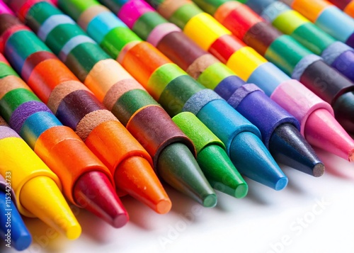 Vibrant Wax Crayons & Pastels Isolated on White Background - Clipping Path Included