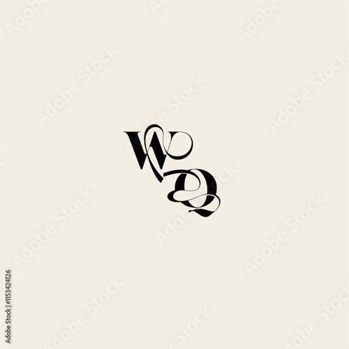 bold and hairline initial wedding monogram elegant QW fancy curve logo letter