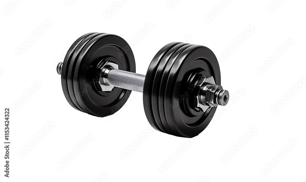 a dumbbell with a metal handle a dumbbell with a metal handle