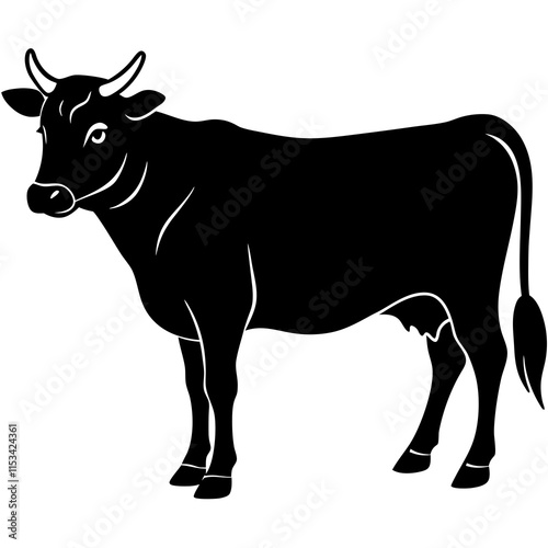 Cow Silhouette On White Background