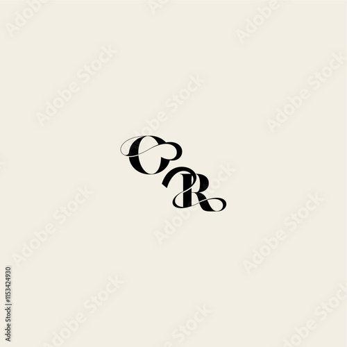 bold and hairline initial wedding monogram elegant RO fancy curve logo letter