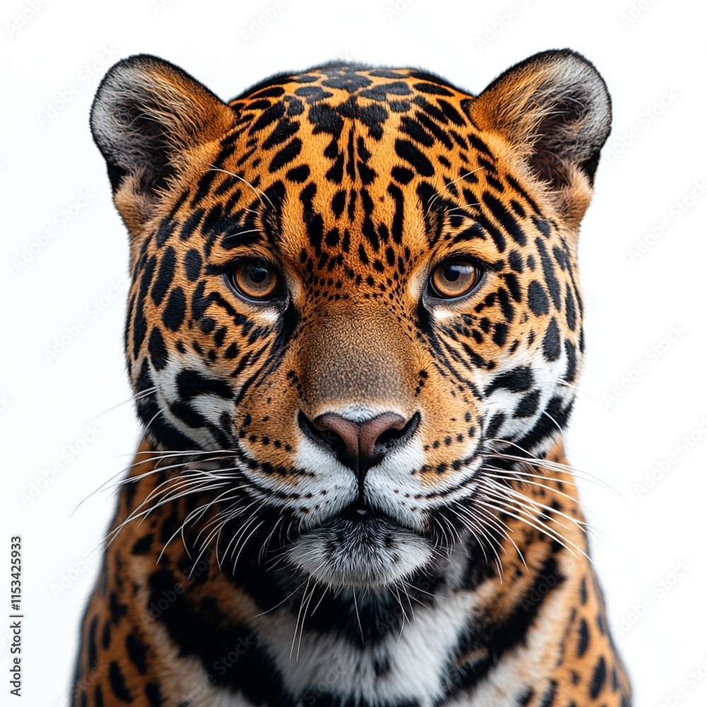 Obraz premium An image of a jaguar standing alone on a white surface.