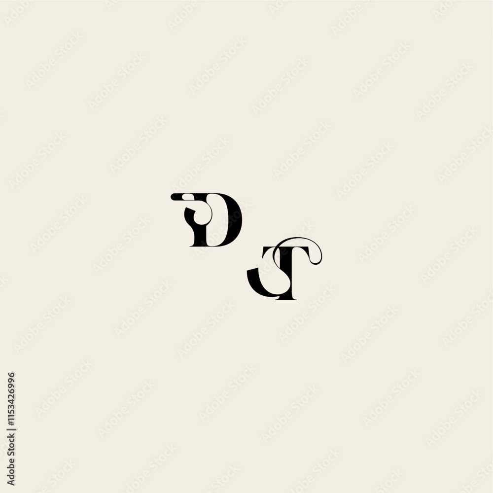 bold and hairline initial wedding monogram elegant TD fancy curve logo letter bold and hairline initial wedding monogram elegant TD fancy curve logo letter