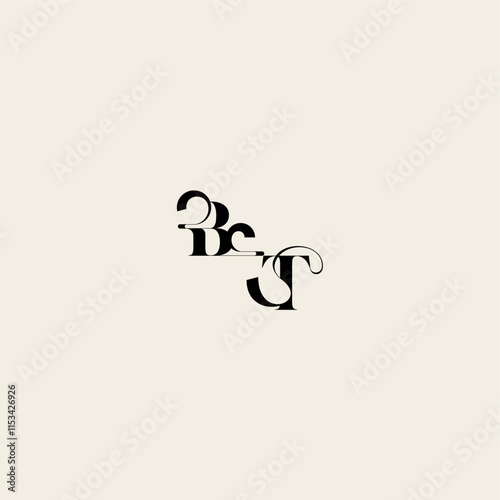 bold and hairline initial wedding monogram elegant TB fancy curve logo letter