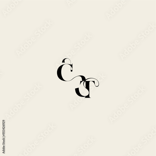 bold and hairline initial wedding monogram elegant TC fancy curve logo letter