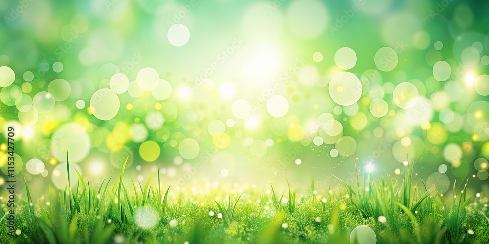 Obraz premium Spring's gentle green bokeh, a generative AI masterpiece. Nature's light captured digitally.