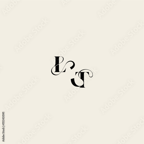 bold and hairline initial wedding monogram elegant TL fancy curve logo letter