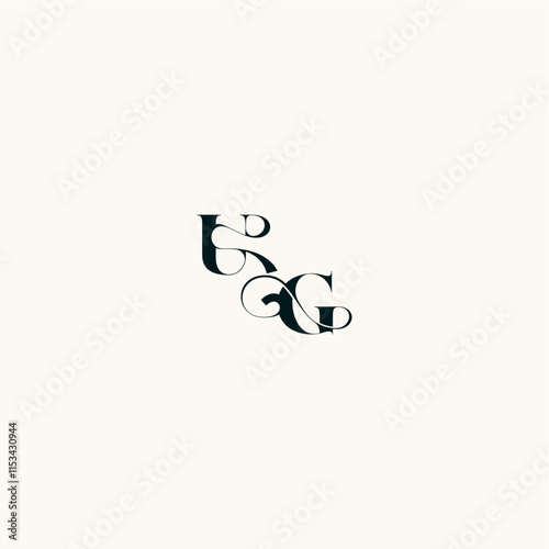 fancy curve logo bold and hairline initial letter wedding monogram elegant GU