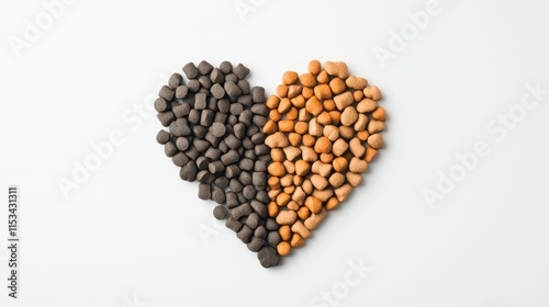 Heart Shape Created with Dark and Light Colored Small Pebbles Representing Unity, Love, and Balance in Nature's Beauty and Diversity of Elements