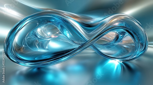 Abstract blue glass infinity symbol.